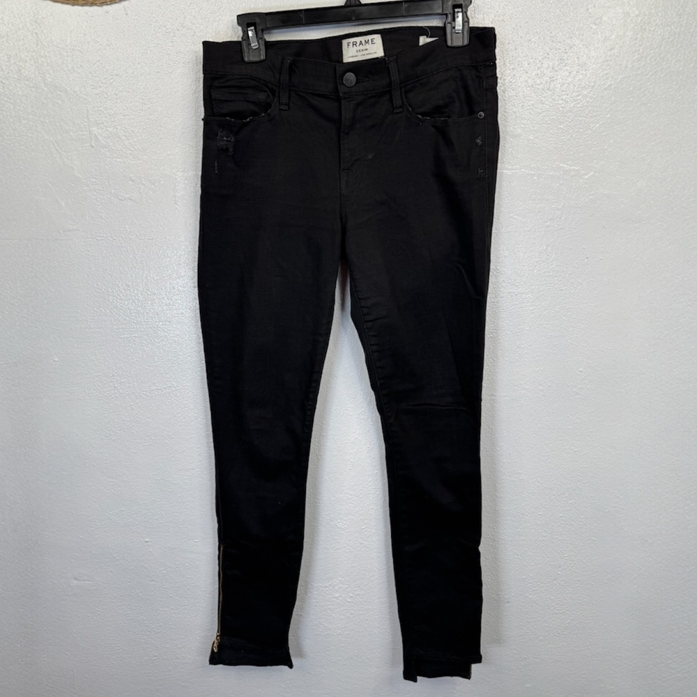 FRAME Denim Le Skinny Jeans Womens Size 29 Black Step HemAnkle Zip